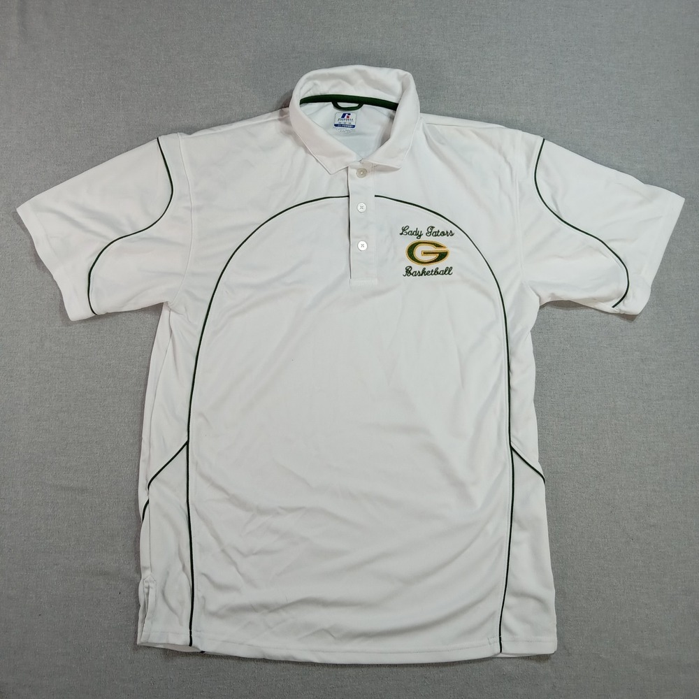 Grambling Lady Gators Basketball Polo Shirt M White Green Dri-Power Embroidered
